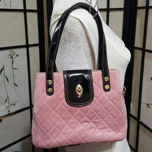🎈ERIC JAVITS🎈pink and black patent Leat mini bag